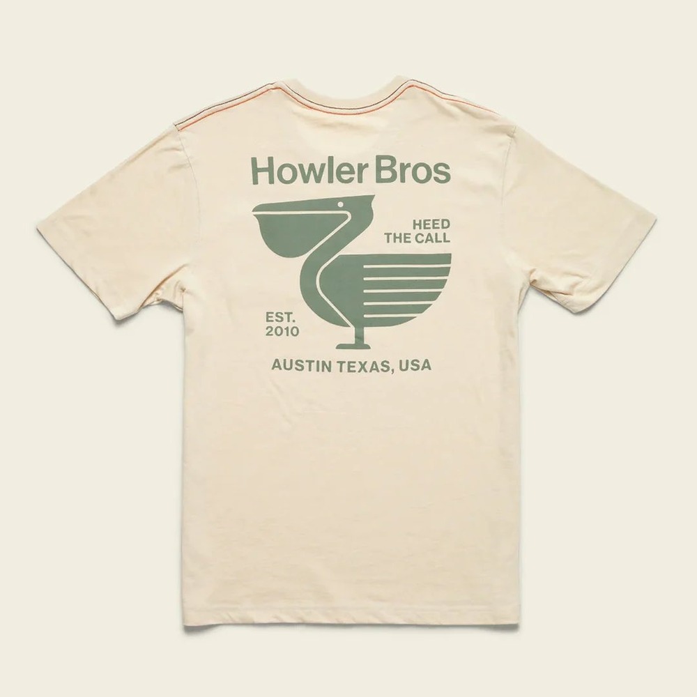 Howler Brothers Mens Heed the Call Pelican Graphic Pocket T-Shirt Medium Cream